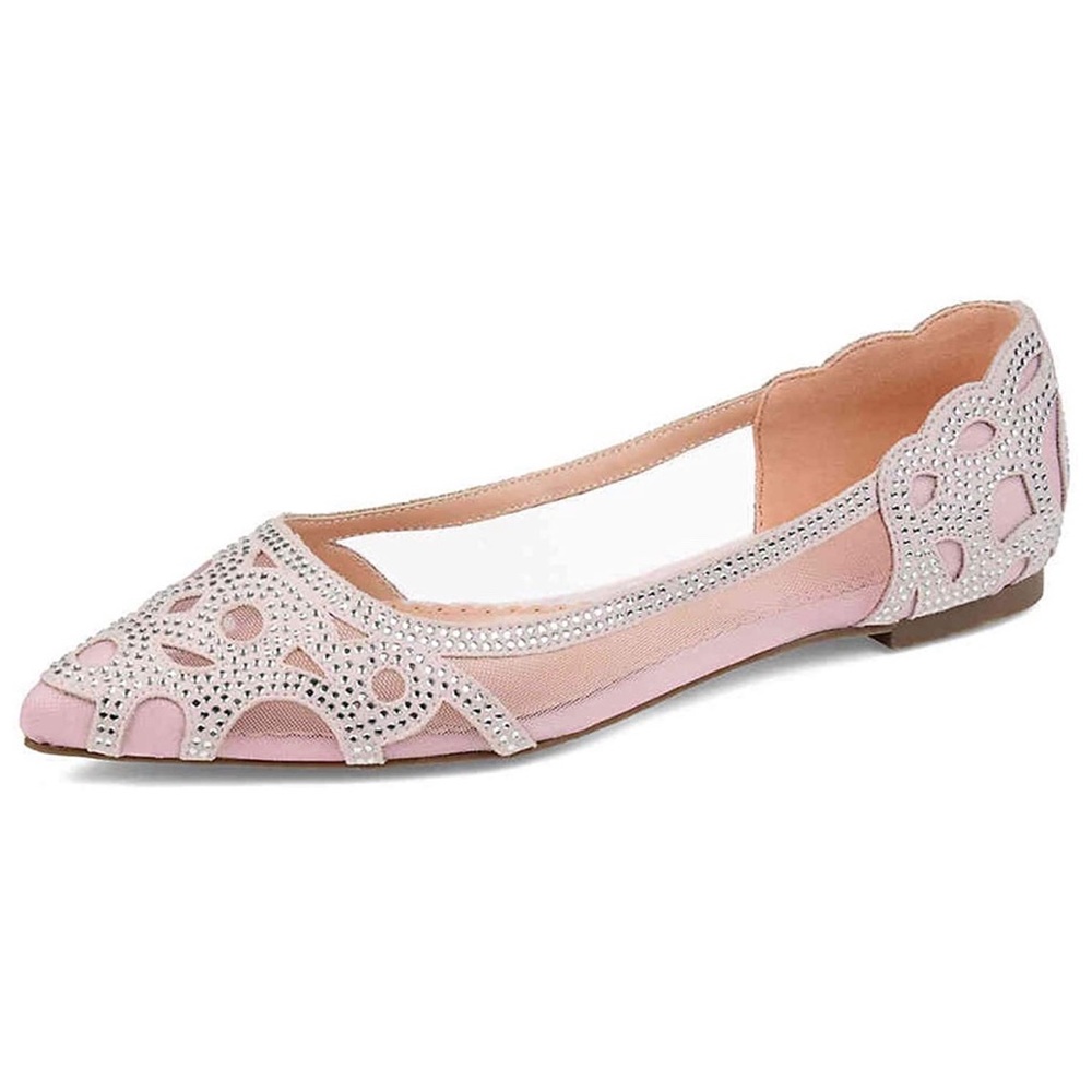 XYD Women Elegant Pointed Toe Rhinestone Flats